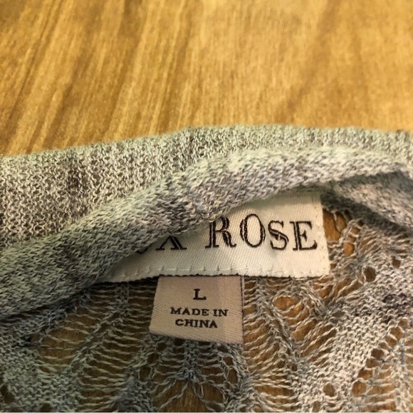 Knox Rose Grey Lace Loose Knit Open Acrylic Cardigan Sweater Womens Size Large - Picture 5 of 8